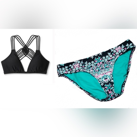SWIM MASHUP NWOT & EUC- Xhilaration Bikini Top & Kenneth Cole Floral Bottom - Picture 1 of 9